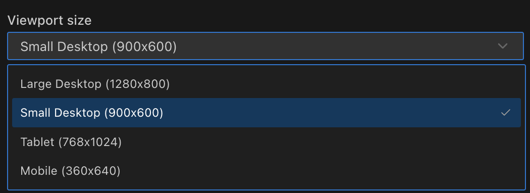 Viewport size setting