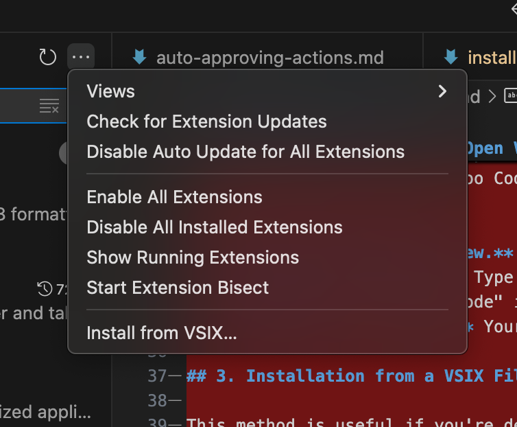 VS Code's Install from VSIX dialog