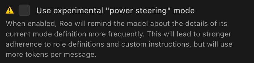 Settings for Intelligent Context Condensation and Power Steering